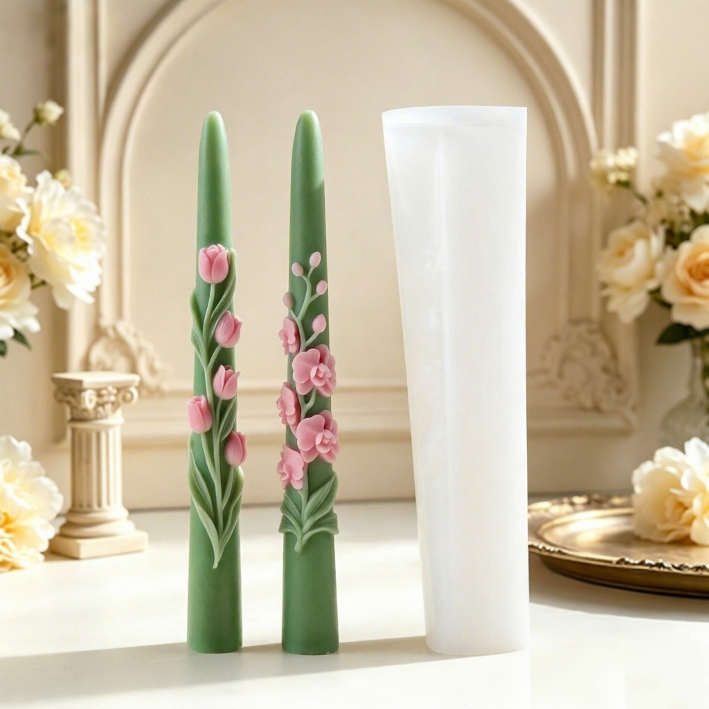 Candle Making Tips - Lange stokvormige bloemkaars siliconen mal 3D
