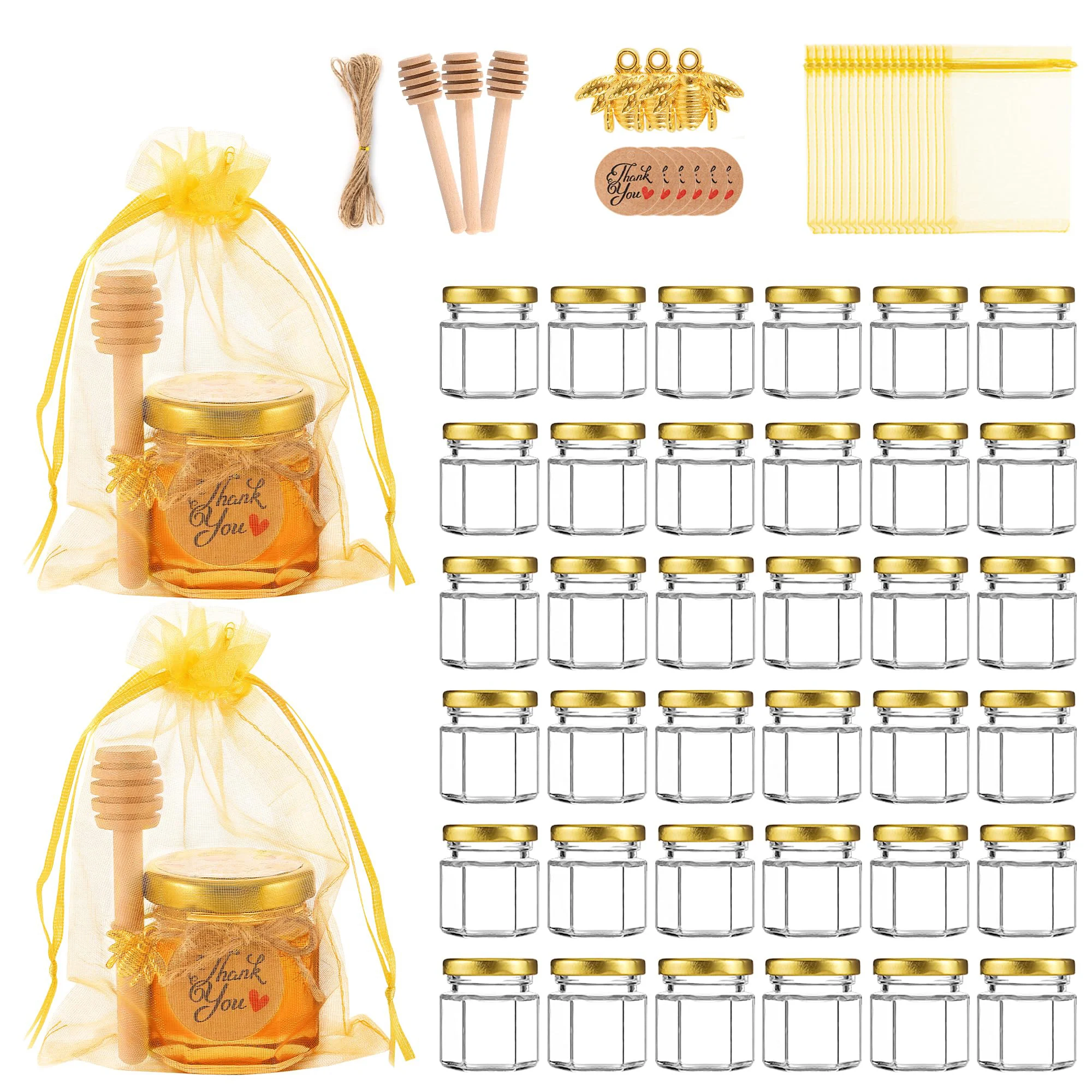 Candle Making Glass Jars - 1,5 oz zeshoekige mini glazen honingpotten