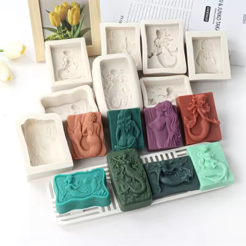 Candle Making Accessories - Rechthoekige Oceaan-stijl 3D Zeemeermin Kaarsvorm DIY