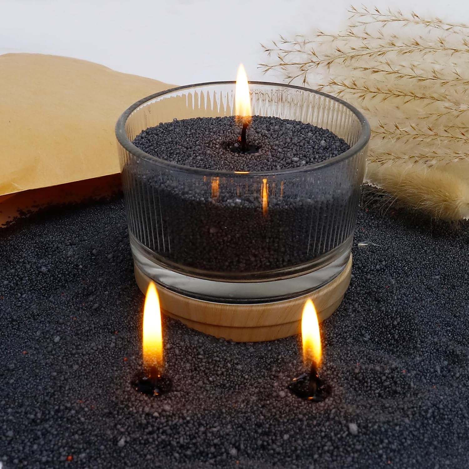 Candle Making Tips - Zwarte kaarszand met lont, 200g met