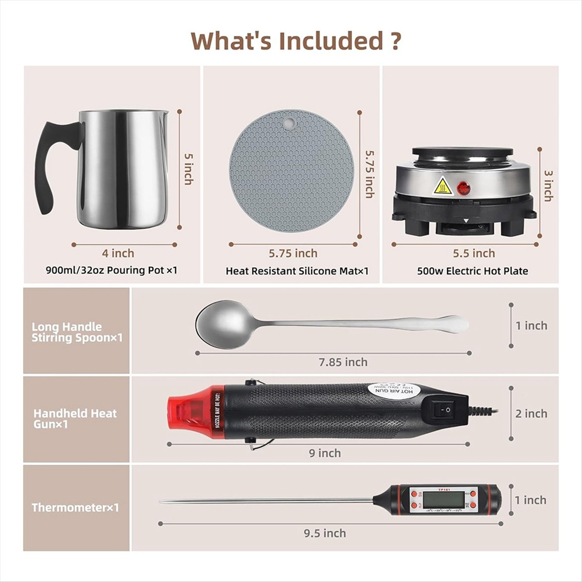 Candle Making Kit For Beginners - Kaarsenmaakset voor beginners, 900ml gietkan, EU-stekker